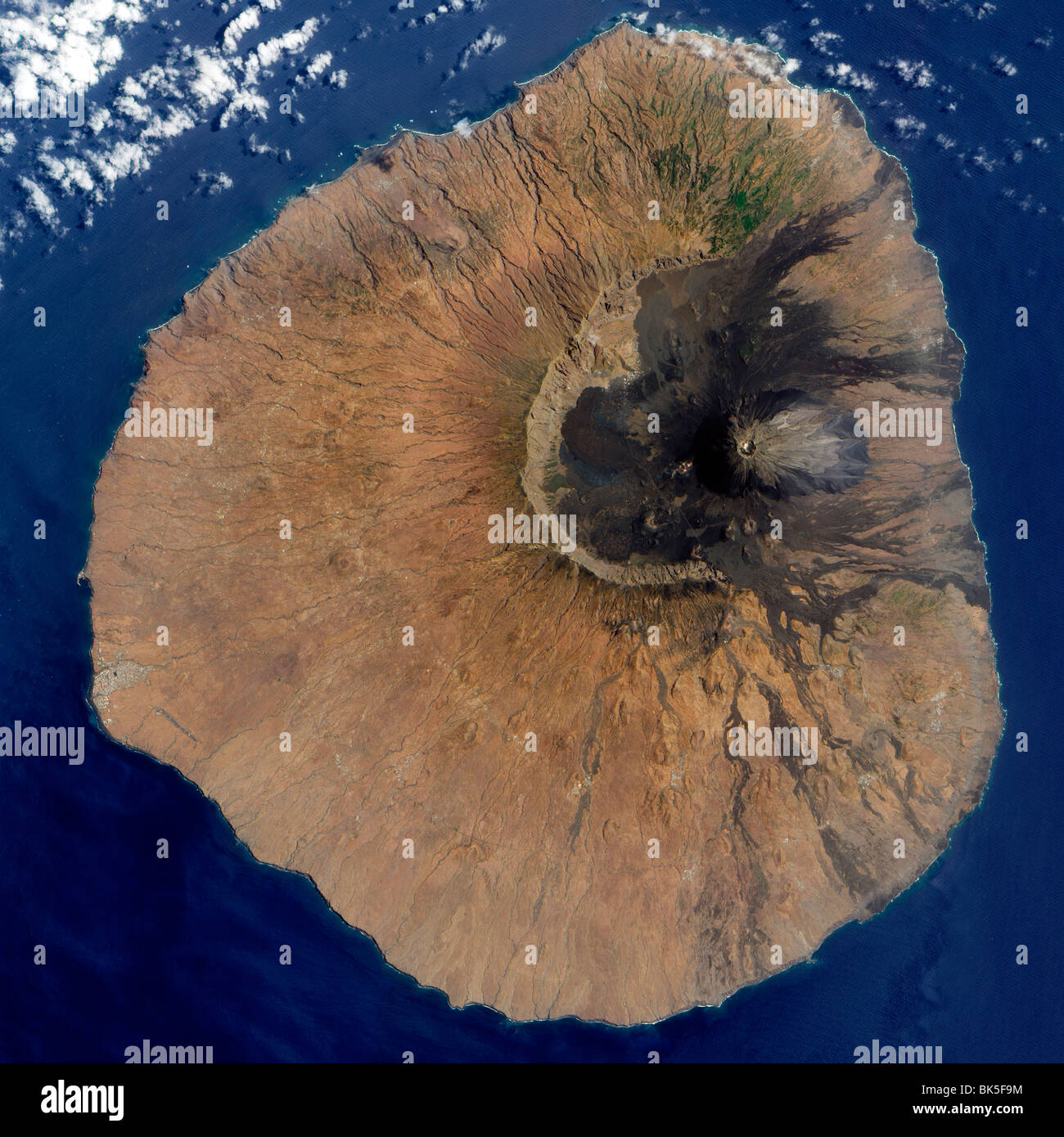 Satellite view of Mount Fogo, Republic of Cape Verde, Africa Stock Photo