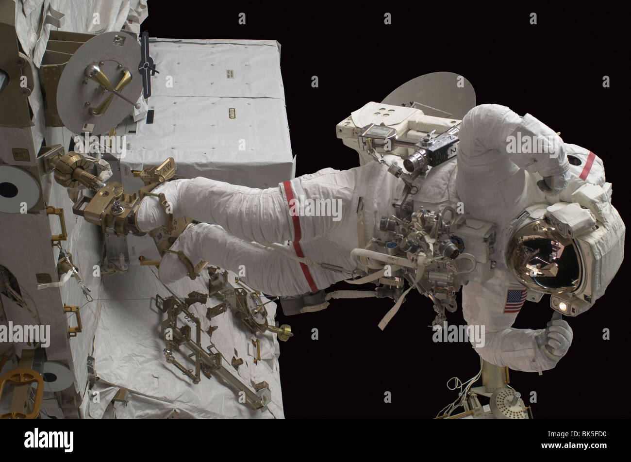 Astronaut participates in a session of extravehicular activity (EVA), International Space Station Stock Photo