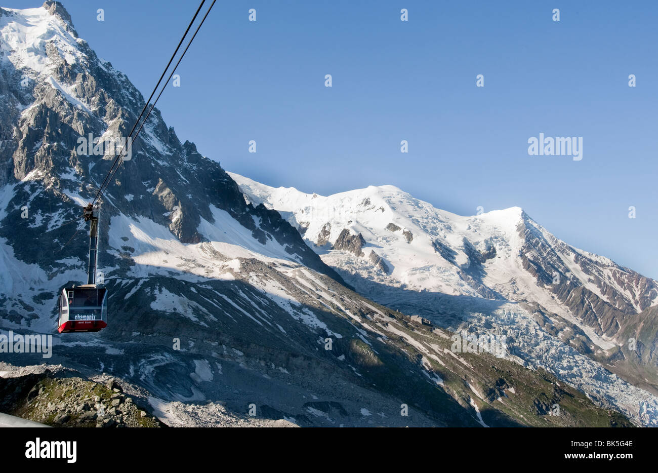 The tram on the Aigle du Midi in Chamonix France Stock Photo - Alamy