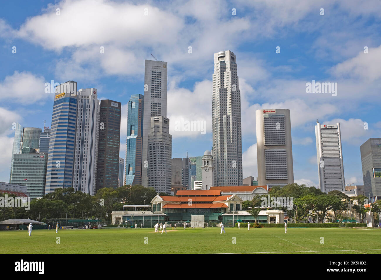 Cricket on the Padang, Singapore, Southeast Asia, Asia Stock Photo