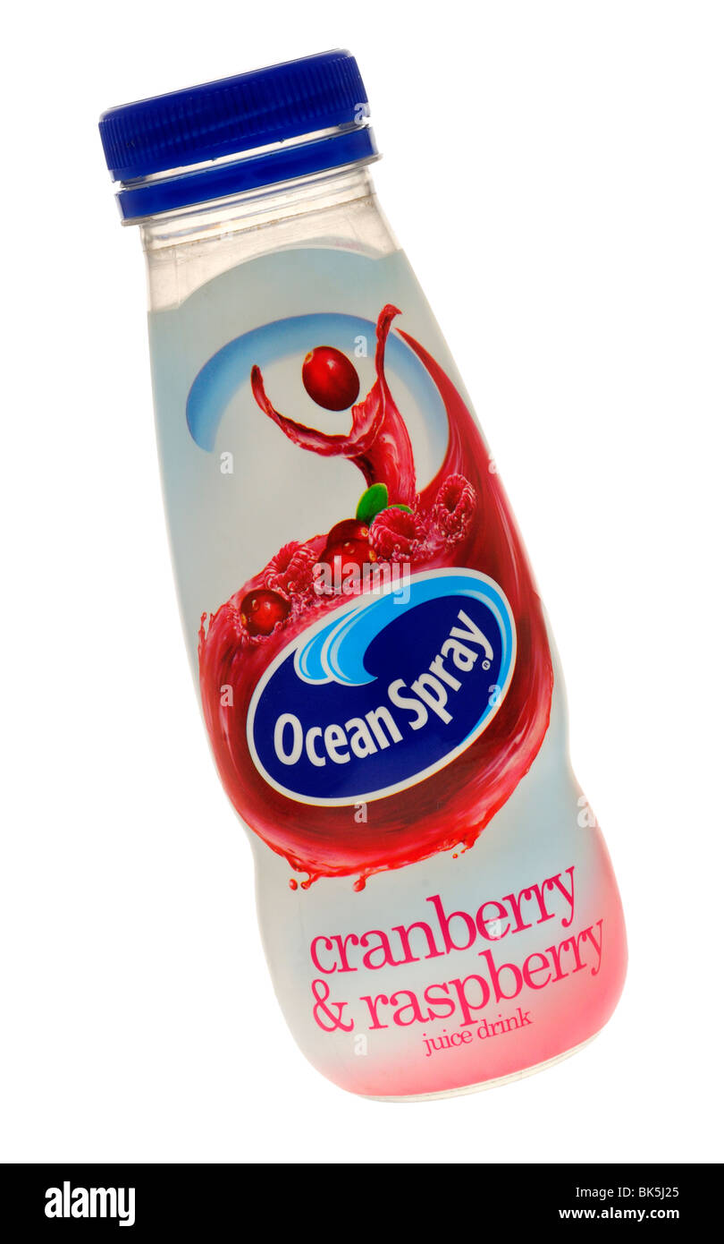 Bottle of Ocean Spray Cranberry and Raspberry Juice Drink Stock Photo