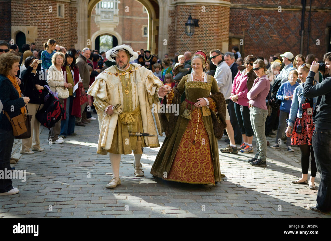 The Tudors. Actors play the Tudors at Hampton Court, England. Henry VIII and his wife. Stock Photo