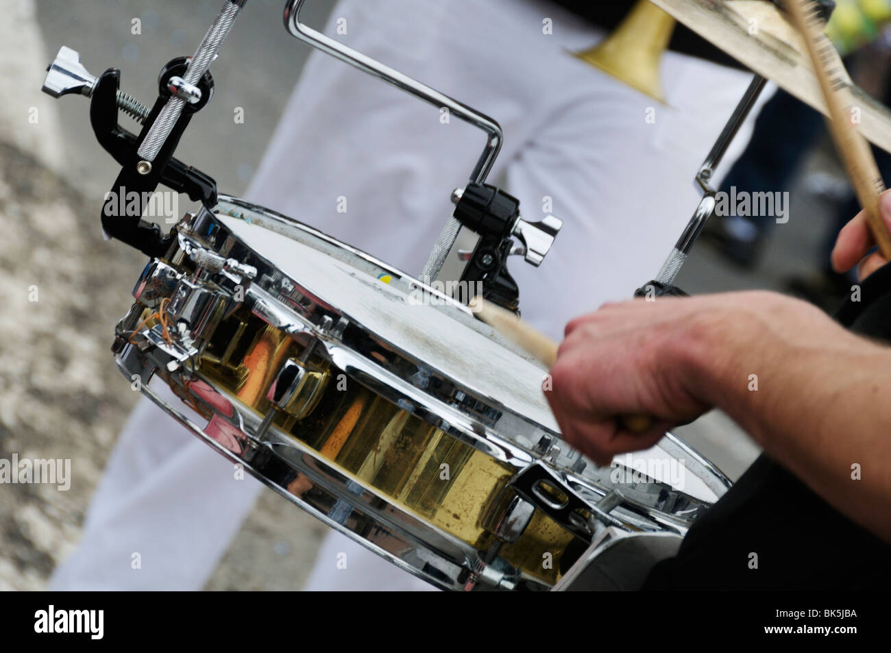 Stock photo of a snare drum being played outside Stock Photo Alamy