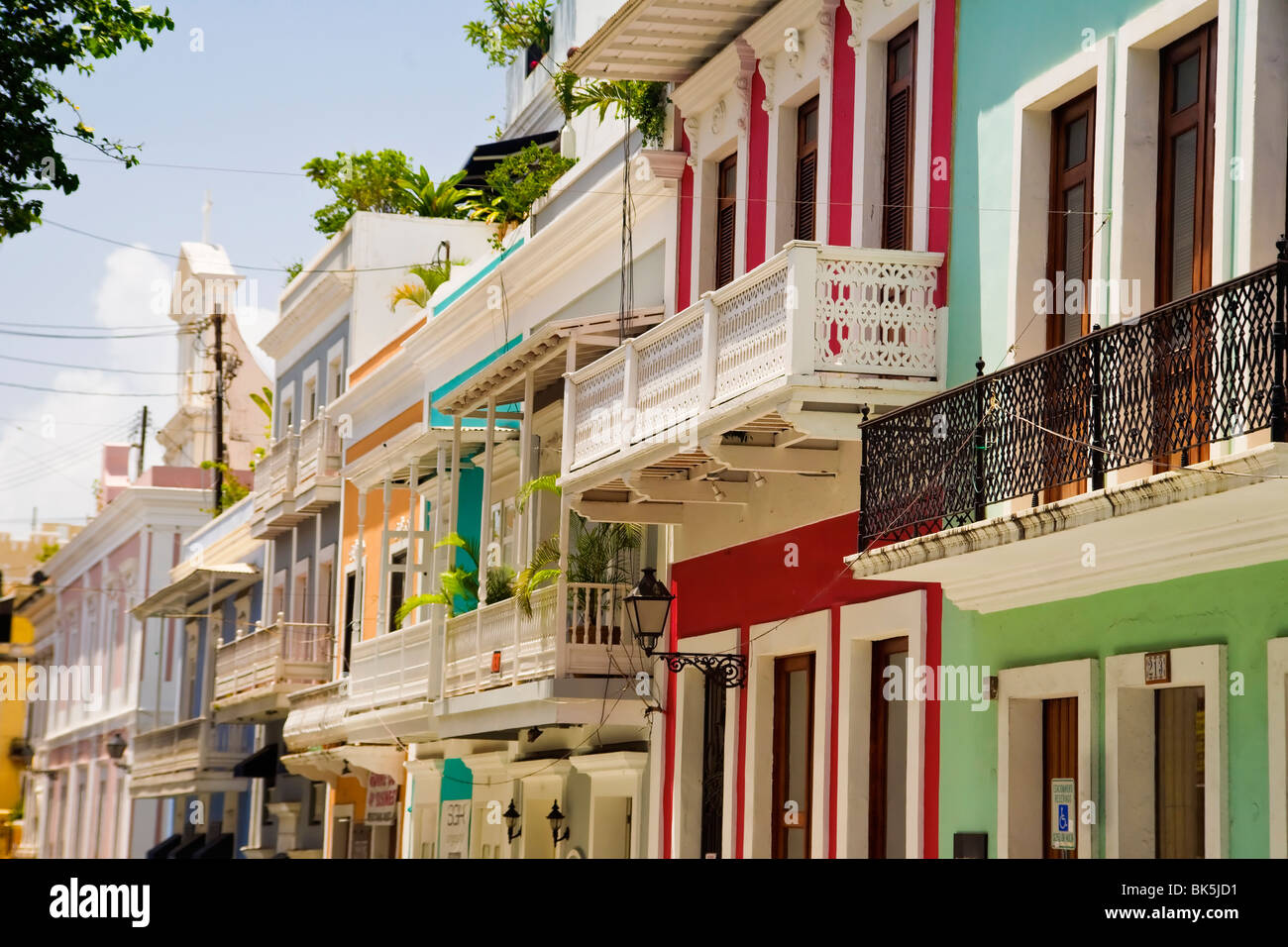 Balconies of Calle del Cristo, Old San Juan, Puerto Rico Stock Photo ...