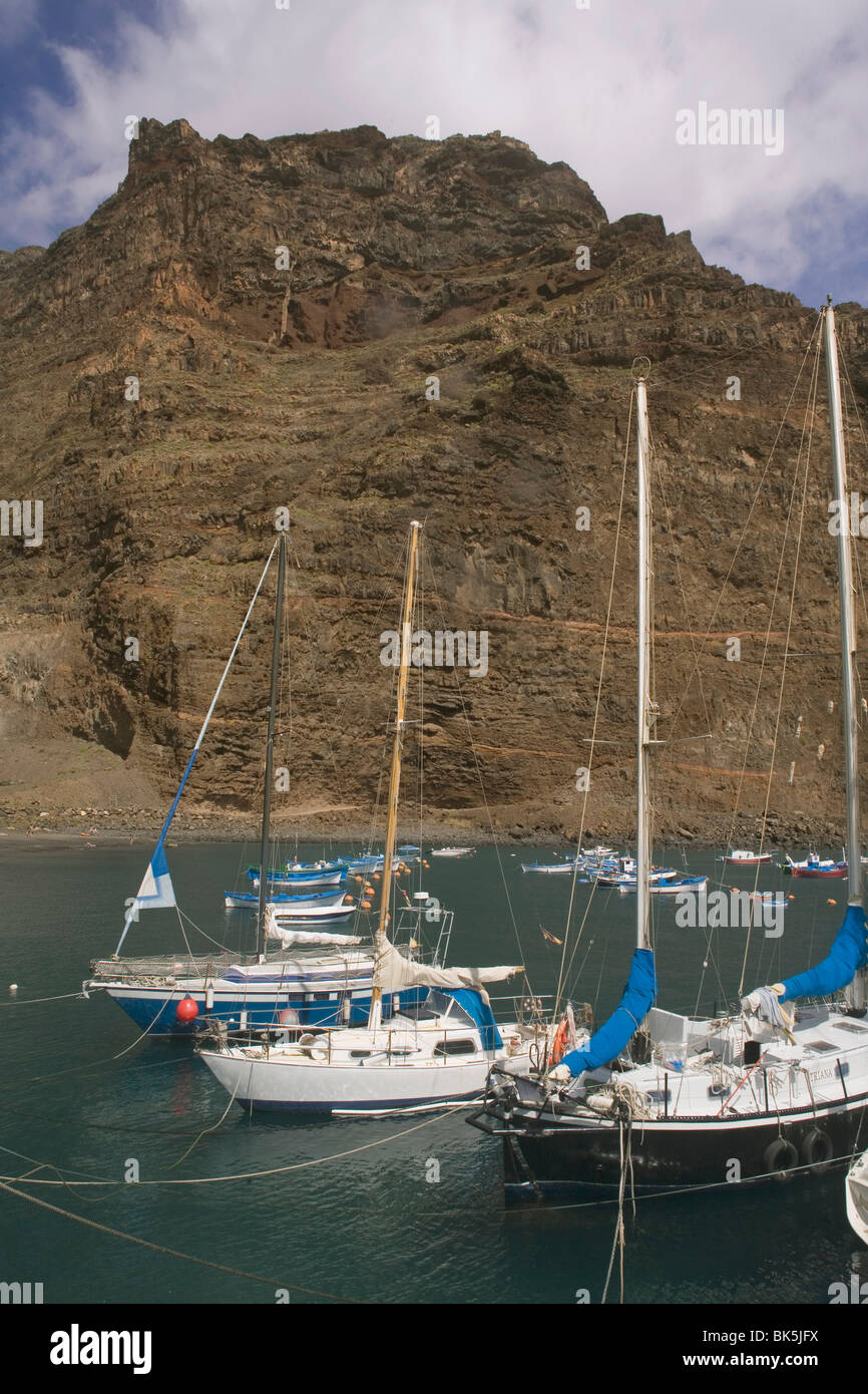 Valle Gran Rey harbour, La Gomera, Canary Islands, Spain, Atlantic, Europe Stock Photo