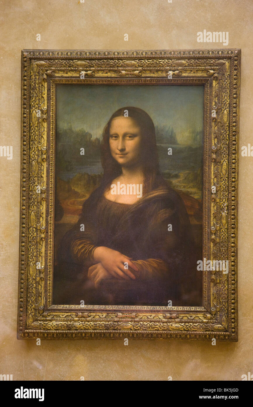 The Mona Lisa painting by Leonardo da Vinci, the Louvre Museum, Paris, France Stock Photo