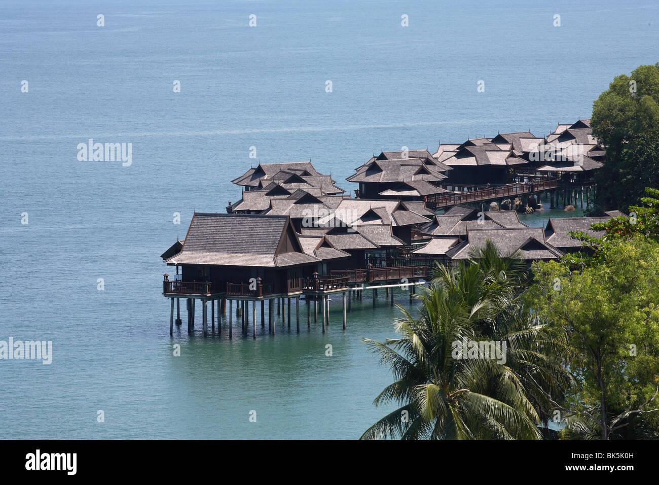 Water Villas at Pangkor Laut Resort, Pangkor Laut, Malaysia, Southeast Asia, Asia Stock Photo