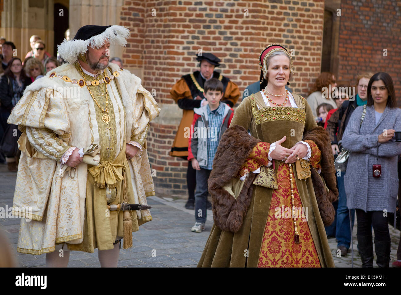 The Tudors. Actors play the Tudors at Hampton Court, England. Henry VIII and his wife. Stock Photo