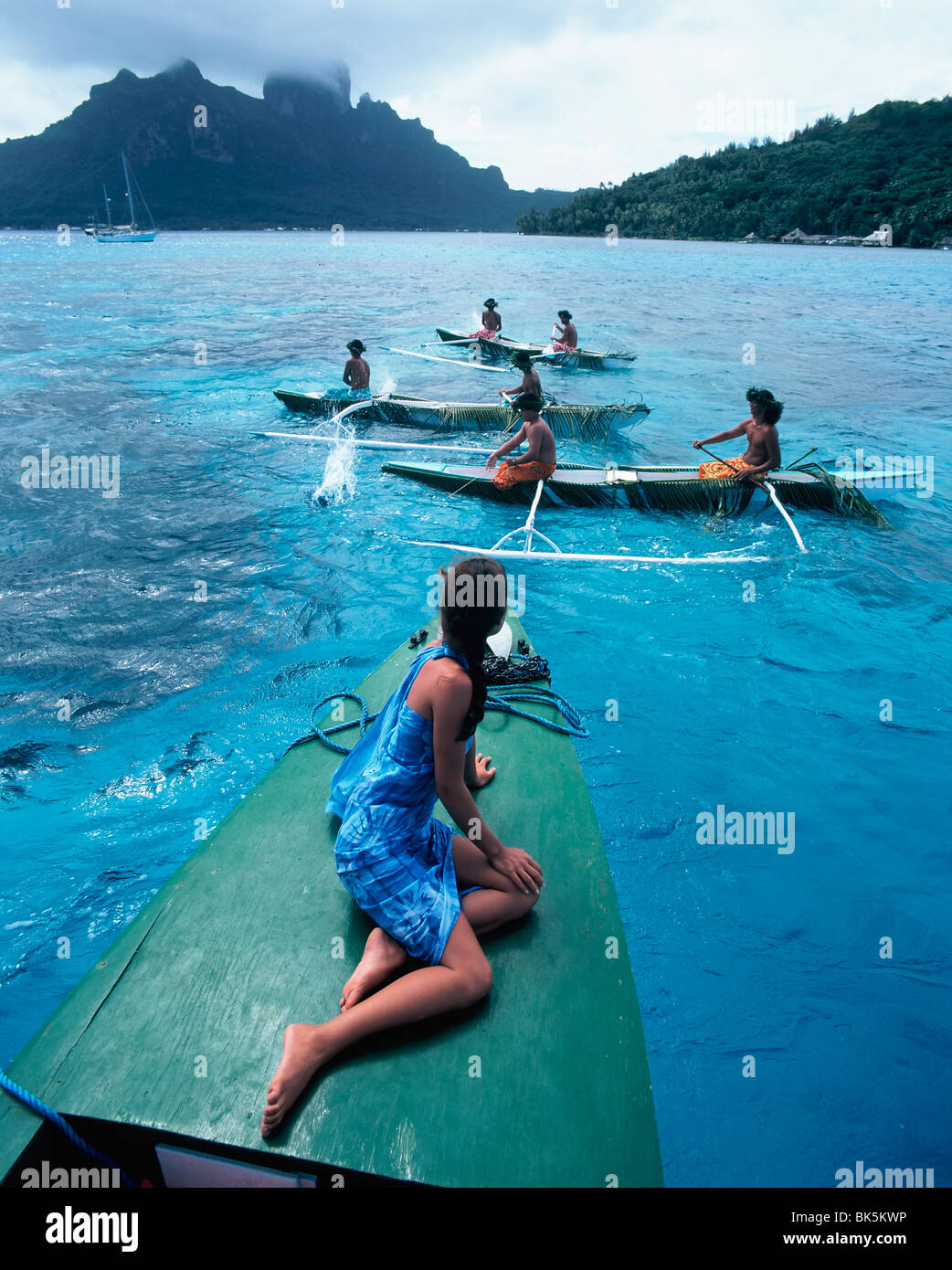 Fishing, Bora Bora, Society Islands, French Polynesia, South Pacific