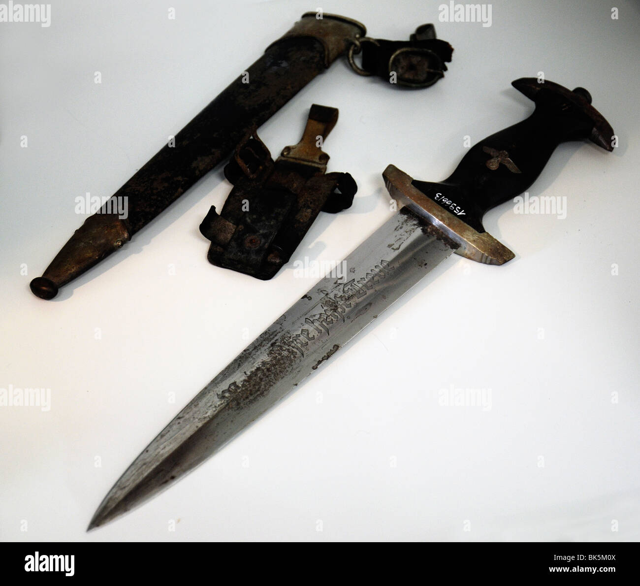 Original SS dagger with inscription My Honour is Loyalty, SS museum, Wewelsburg, Germany Stock Photo
