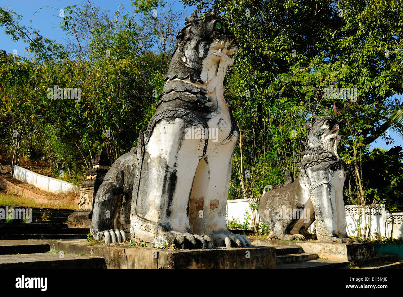 Lion statue in Wat Phra Non temple in Mae Hong Son, Thailand, Southeast Asia Stock Photo
