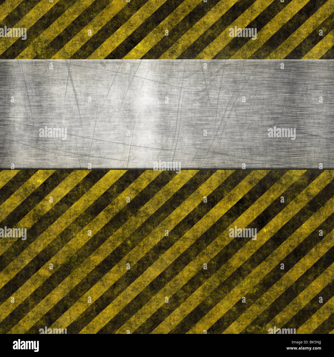old dirty and grungy hazard sign and metal background Stock Photo