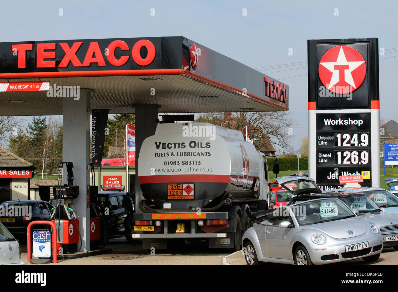 High fuel price sign outside a petrol station in Newport Isle of Wight