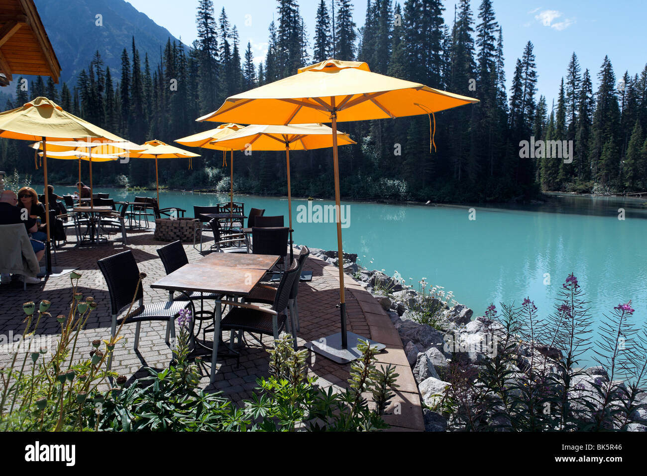 Restaurant Terrace at Emerald Lake, Yoho Nat'l Park, British Columbia, Canada Stock Photo