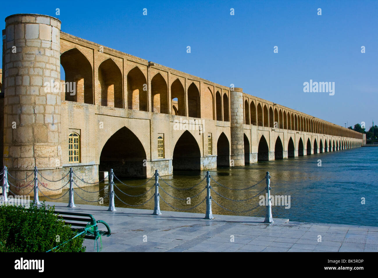 Si-o-se Bridge or Bridge of 33 Arches in Esfahan Iran Stock Photo