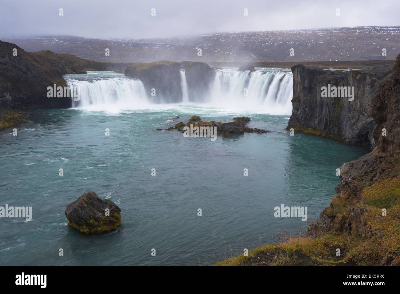 Godafoss waterfall (Fall of the Gods), between Akureyri and Myvatn, north coast, Iceland, Polar Regions Stock Photo