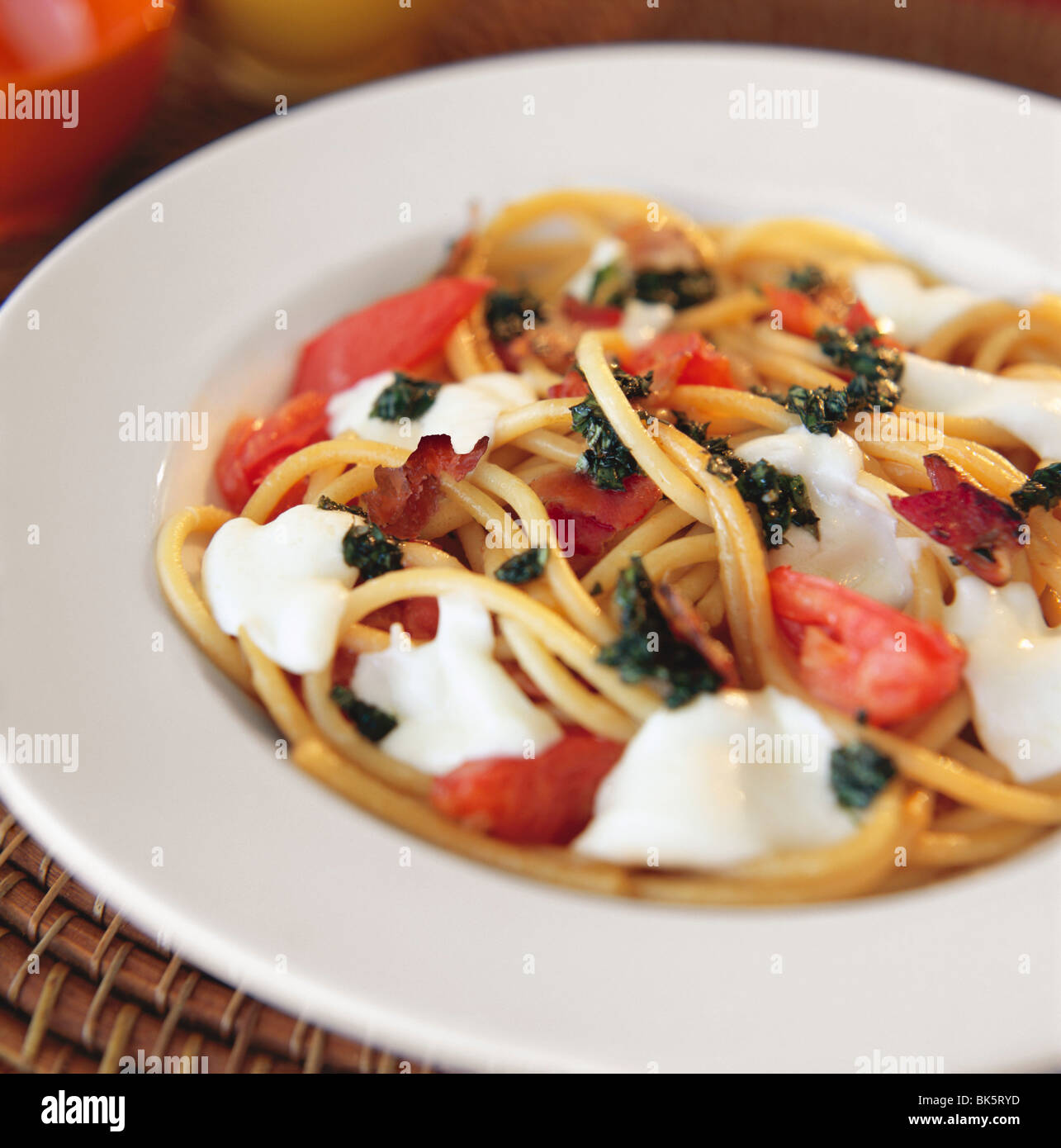 Caprese Pasta Dish Stock Photo