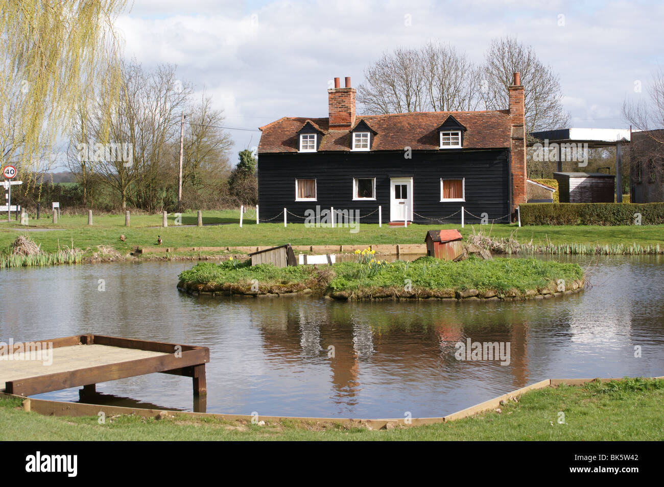 Village pond, Blackmore, Essex, England Stock Photo
