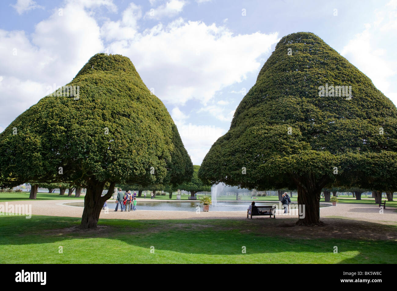 The formal gardens at Hampton Court Palace. Stock Photo