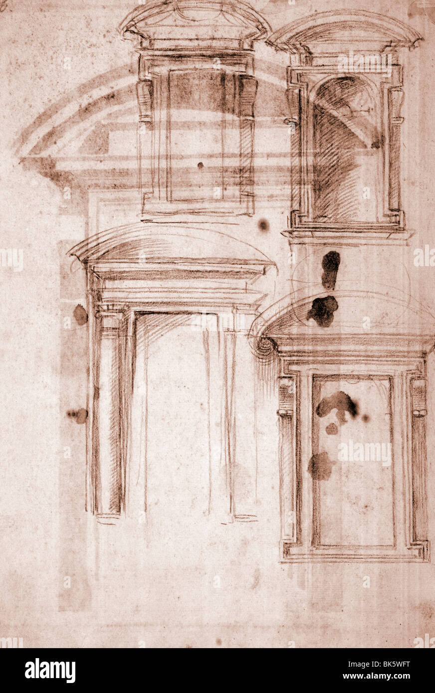 Doorway Design by Michelangelo Buonarroti, 1475-1564, Italy, Florence, Galleria degli Uffizi Stock Photo