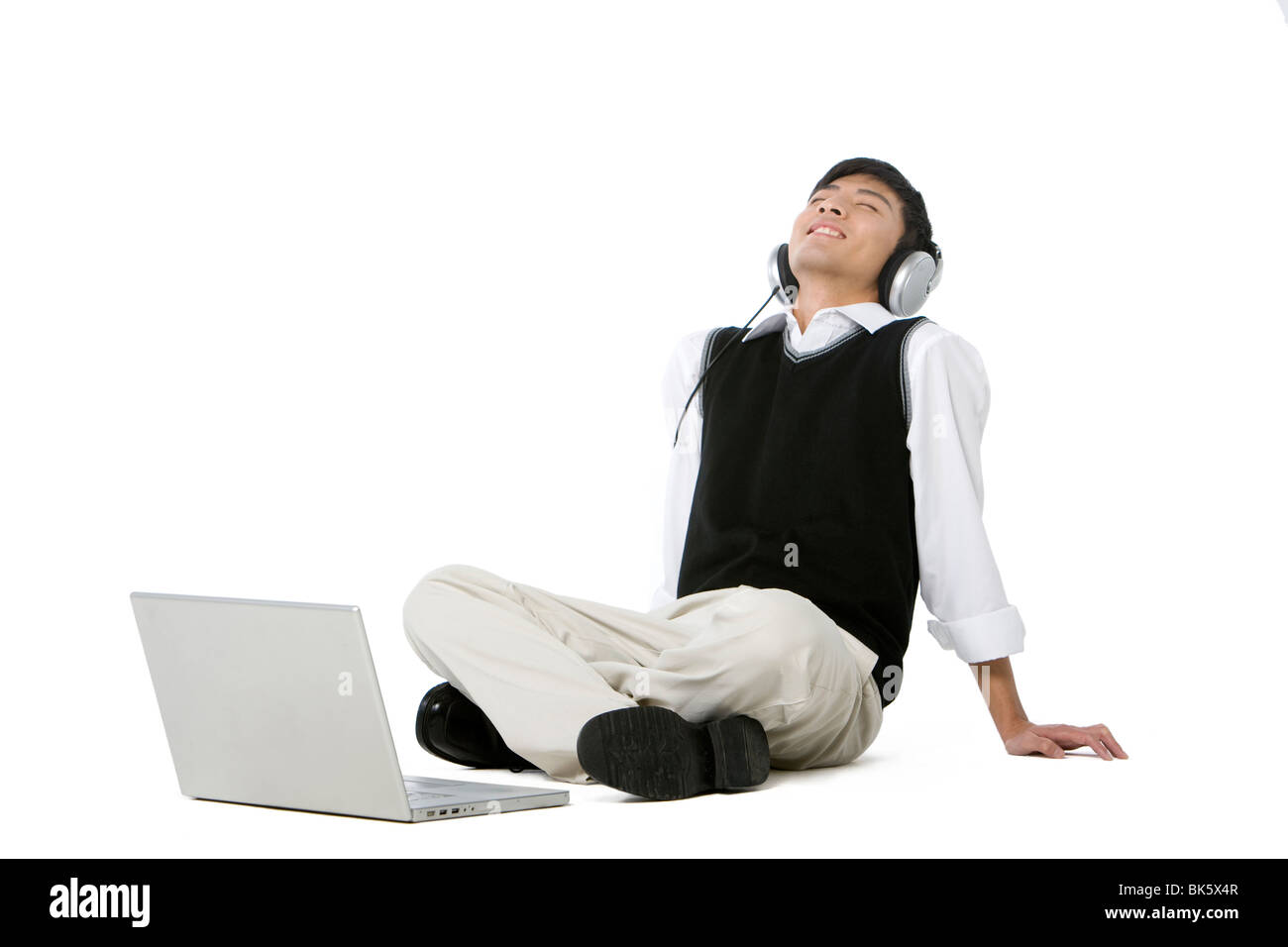 Schoolboy on the computer Stock Photo - Alamy