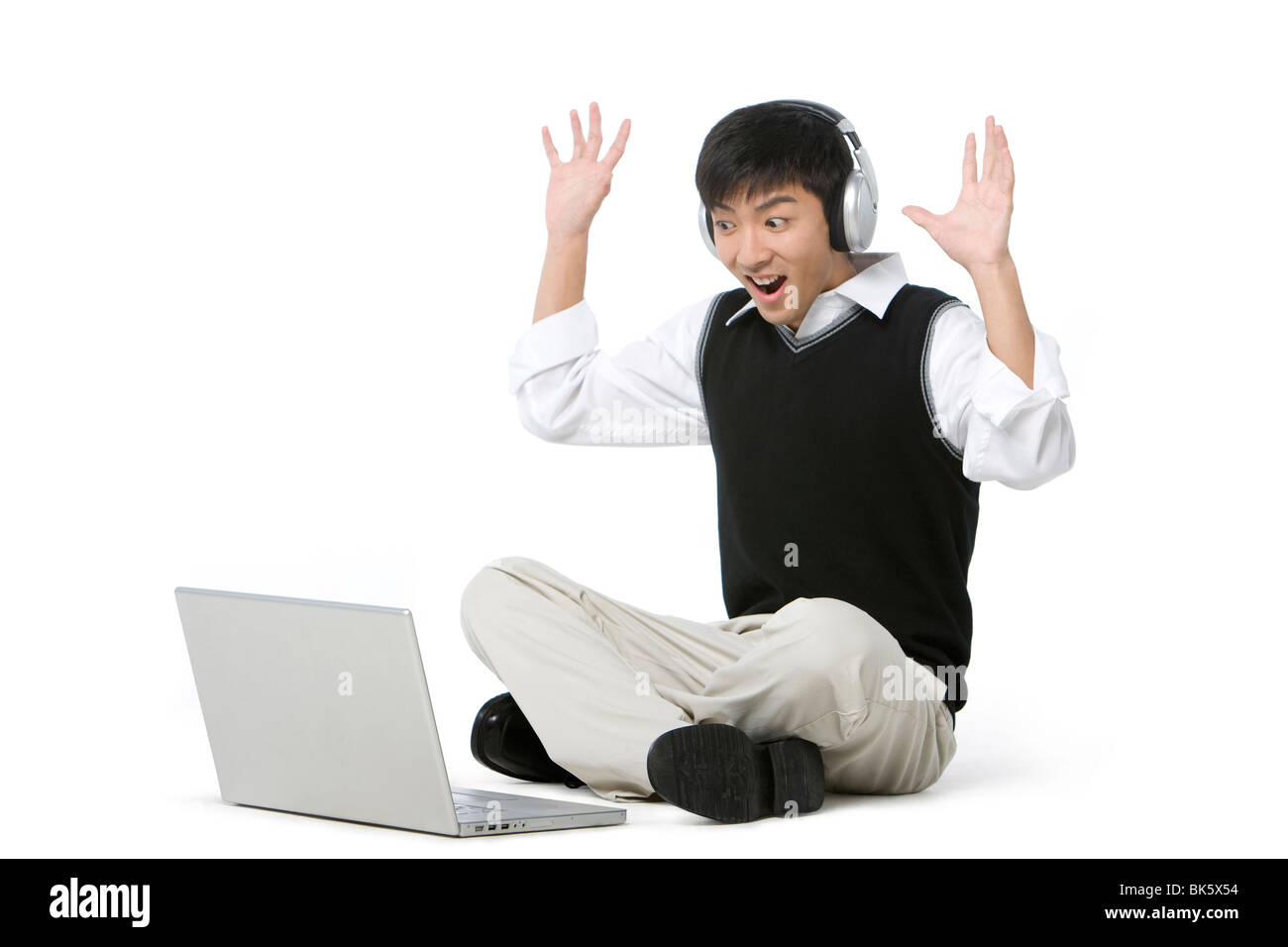 Schoolboy on the computer Stock Photo - Alamy