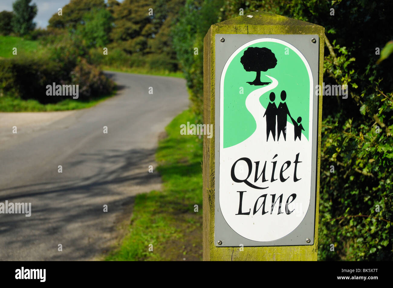 Quiet Lane sign in the Forest of Bowland, Lancashire, England Stock Photo