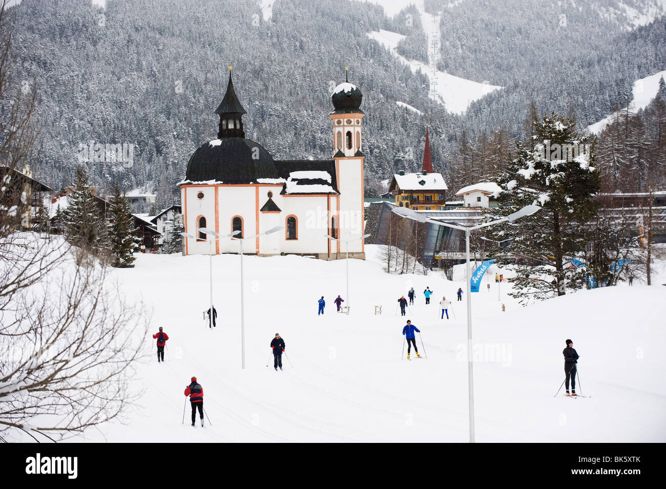 Cross country skiing, Seefeld ski resort, the Tyrol, Austria, Europe Stock Photo