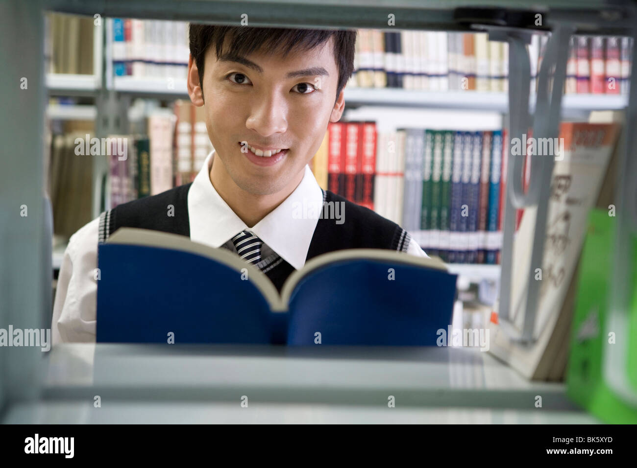 Reading at the library stock photo alamy