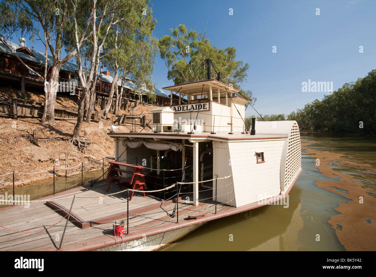 Wooden Paddle steamers on the Murray River at Echuca. The port has the
