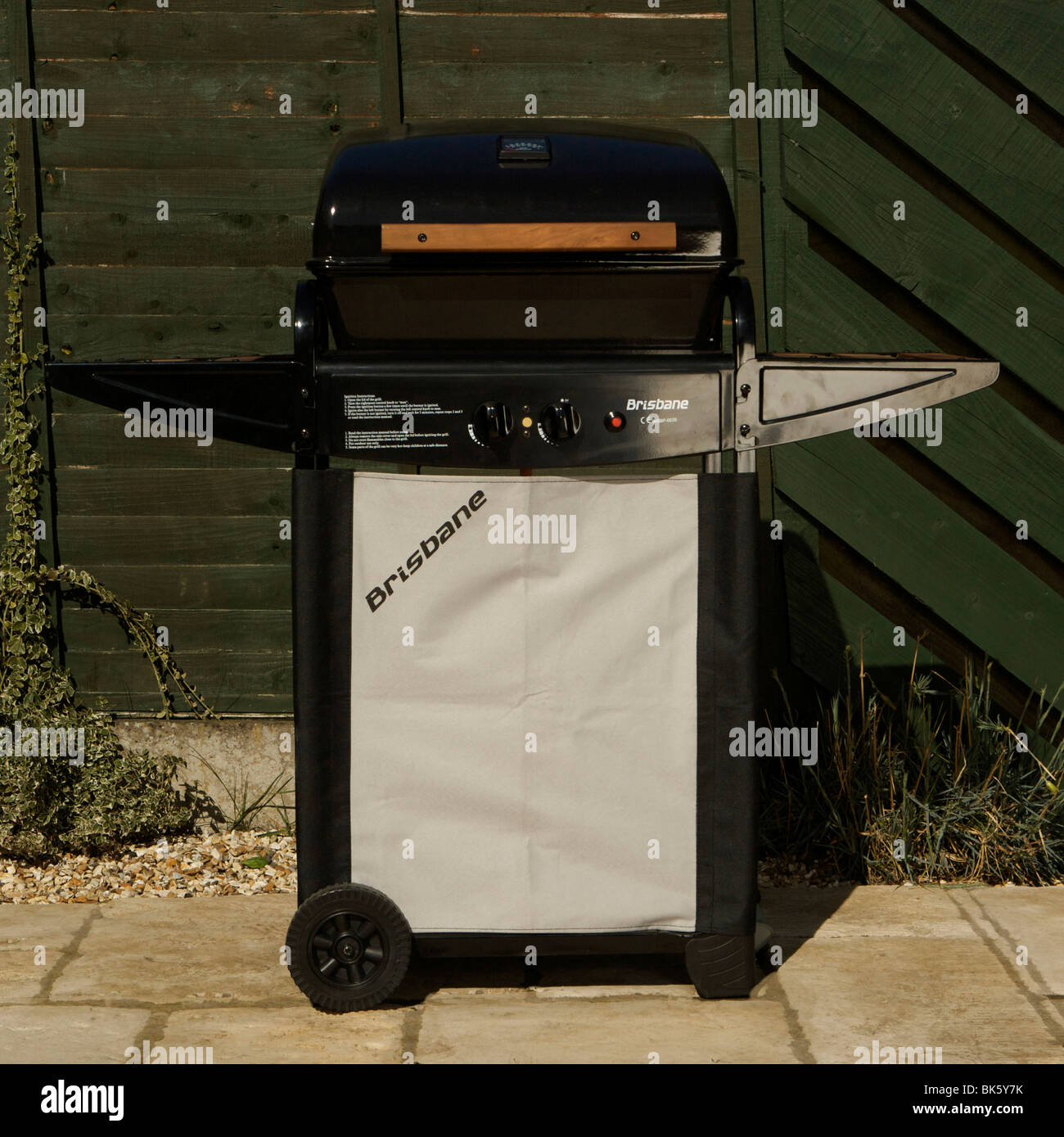 Standalone gas barbecue, barbeque, BBQ, in a garden environment on a
