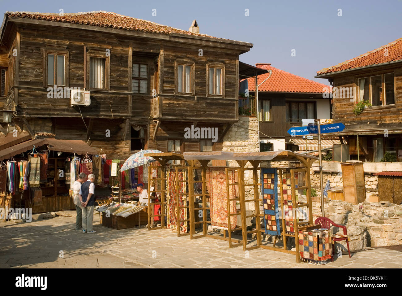Shops, Nessebar, Bulgaria, Europe Stock Photo