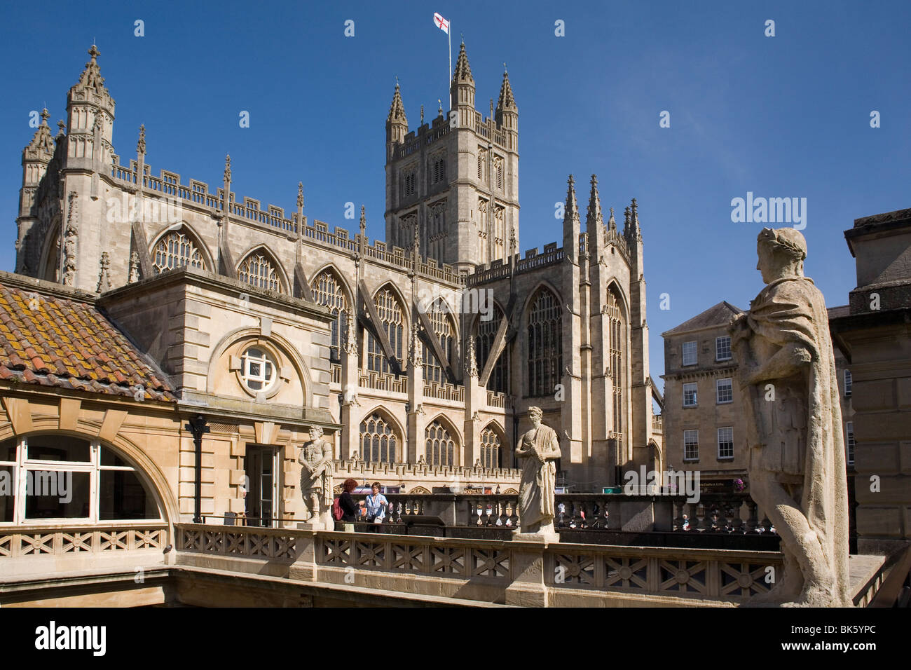 Abbey from Roman Baths, Bath, UNESCO World Heritage Site, Avon, England, United Kingdom, Europe Stock Photo