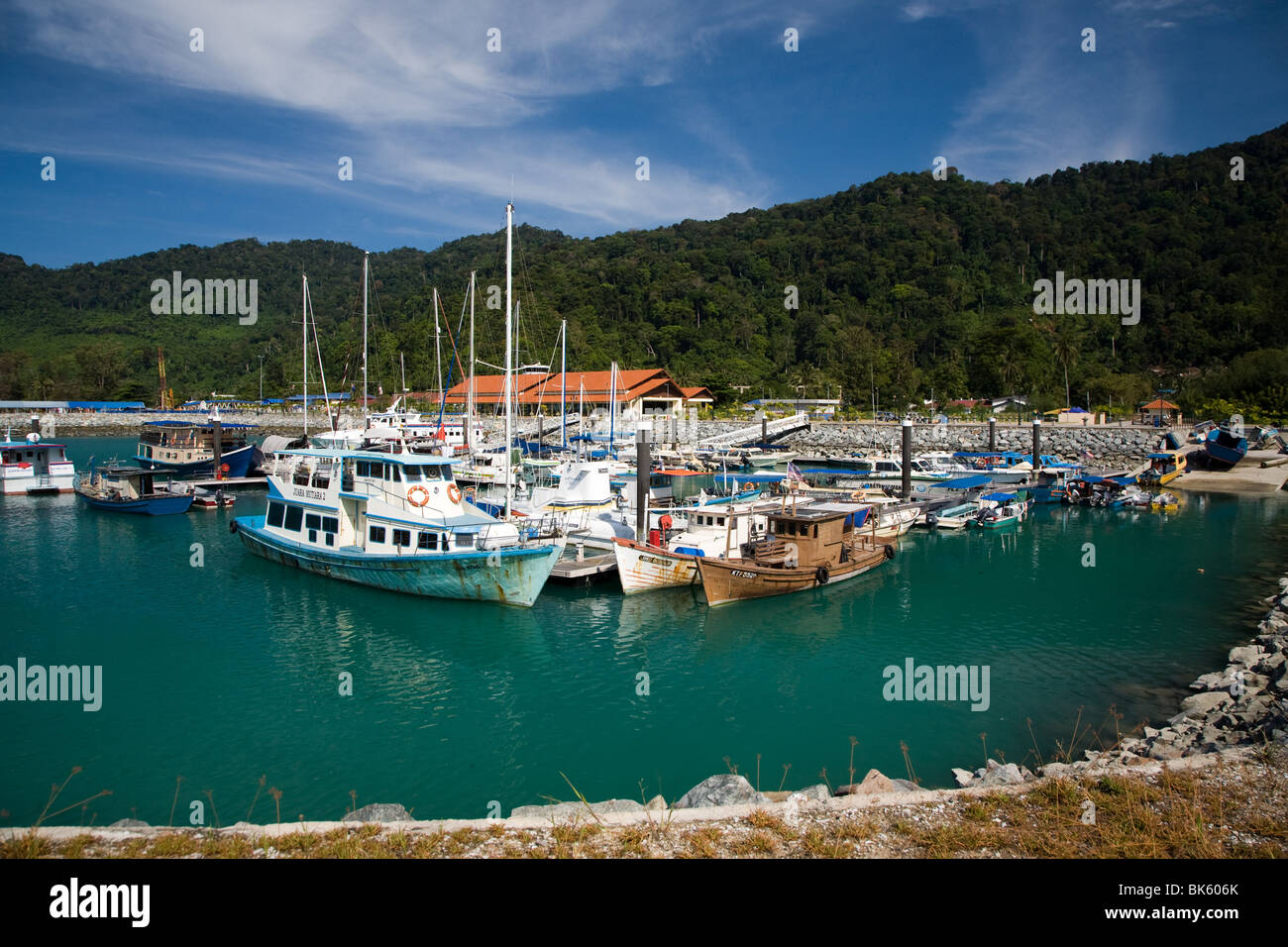 Tioman Island Marina boats malaysia Stock Photo Alamy