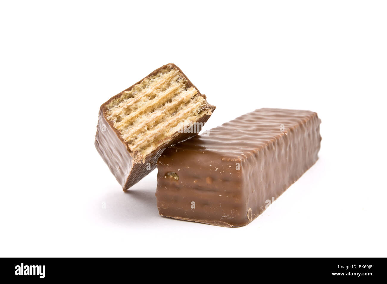 Chocolate covered Wafer biscuit isolated against white background Stock