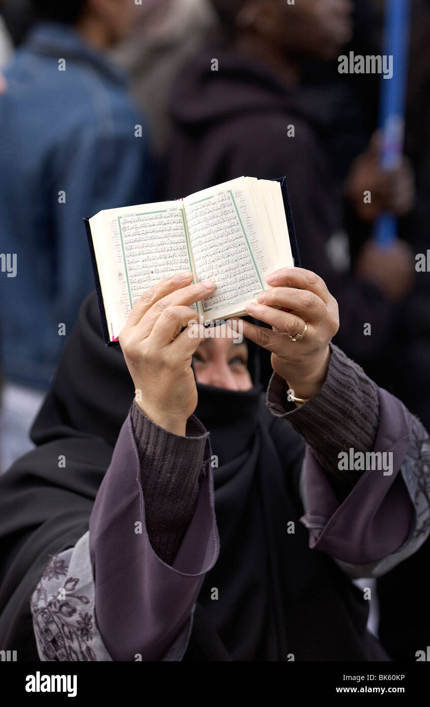 Demonstration in France against the ban on Islamic veil in schools, Paris, France, Europe Stock Photo