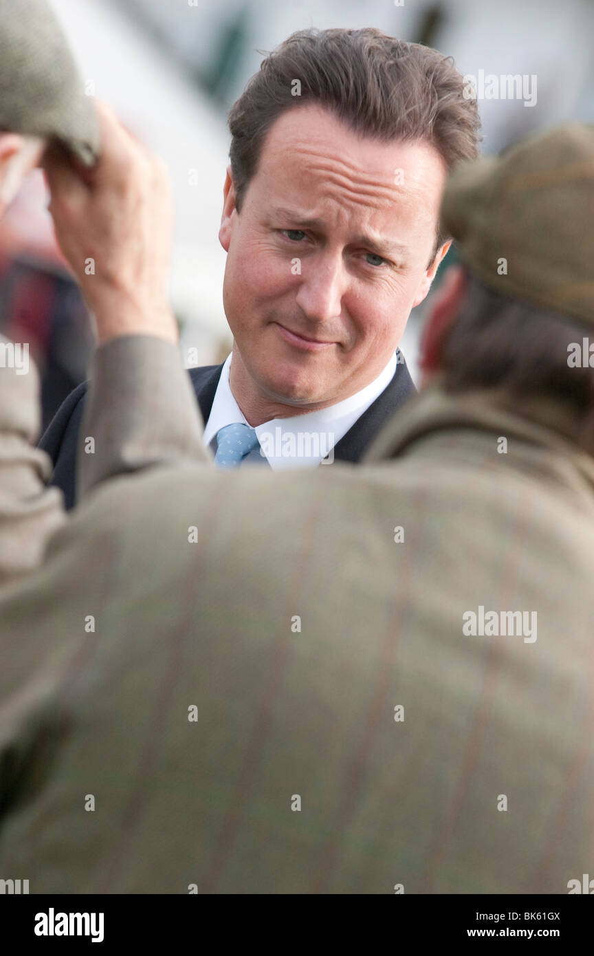 Conservative leader David Cameron, at Uttoxeter races, talking to race goers. Stock Photo