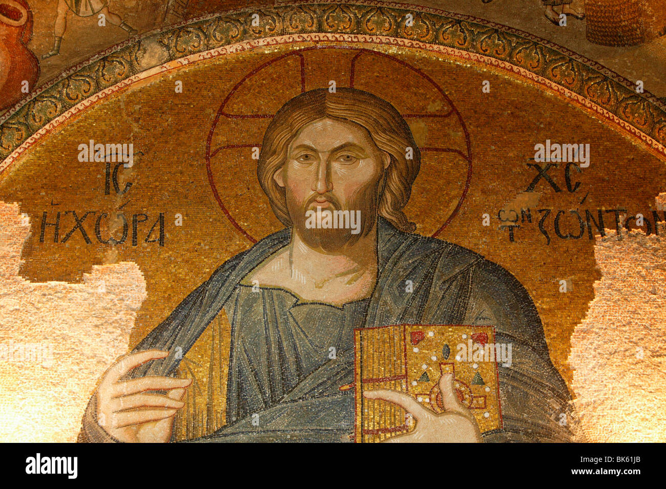 Roof mosaic of Christ the Pantocrator, Church of St. Saviour in Chora, Istanbul, Turkey, Europe Stock Photo
