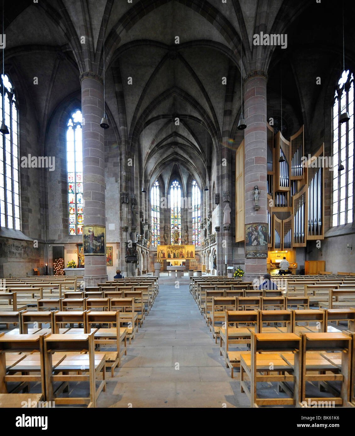 View of the choir area, Parish Church of Our Lady, Nuremberg, Franconia, Bavaria, Germany, Europe Stock Photo