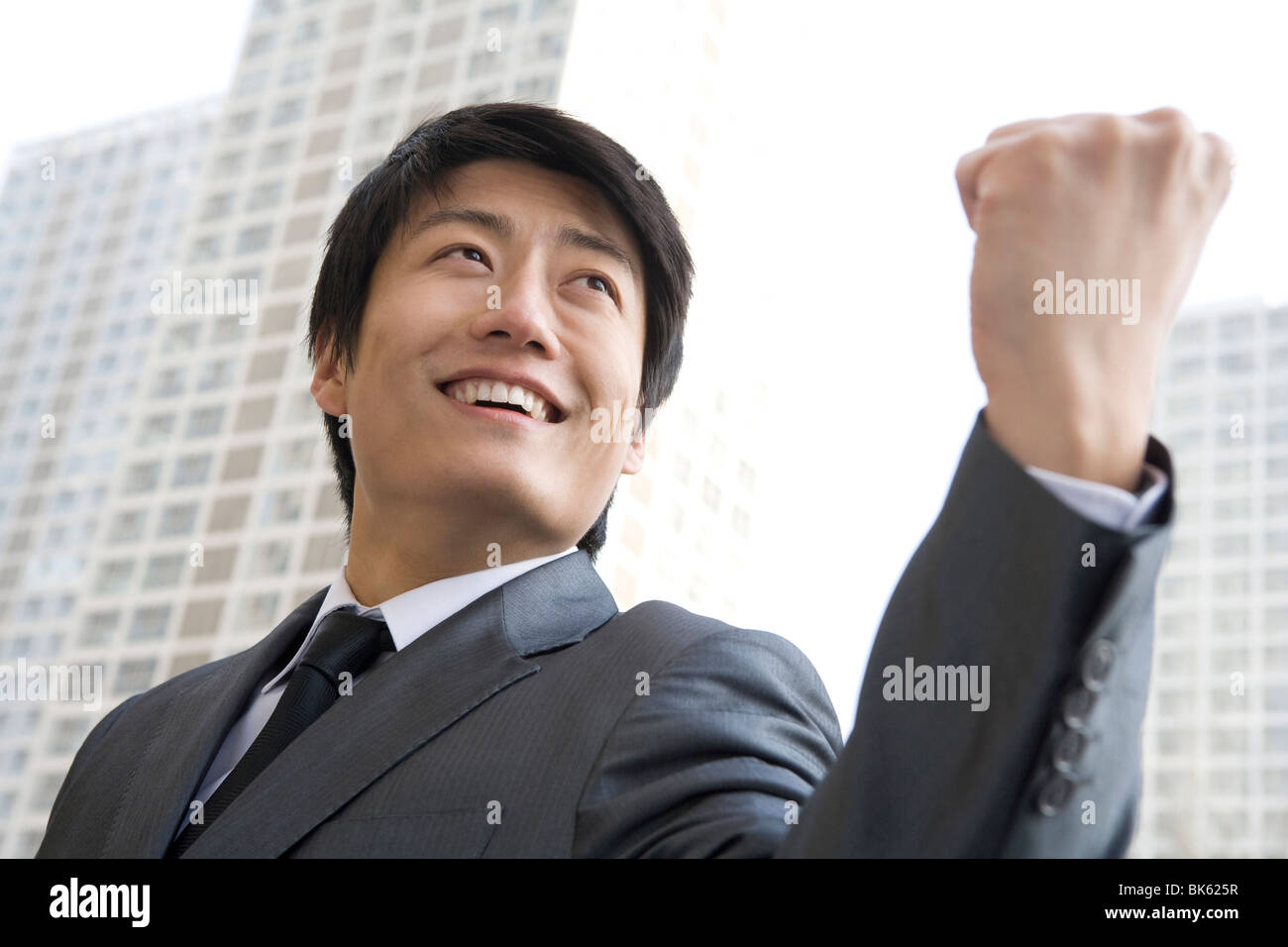 Businessman punching the air Stock Photo Alamy