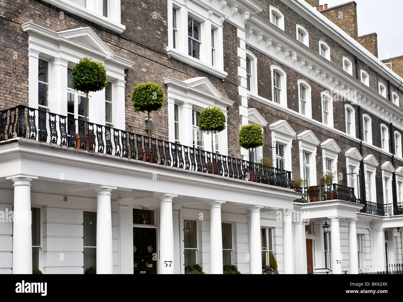 house fronts. Onslow Square, South Kensington, London, England