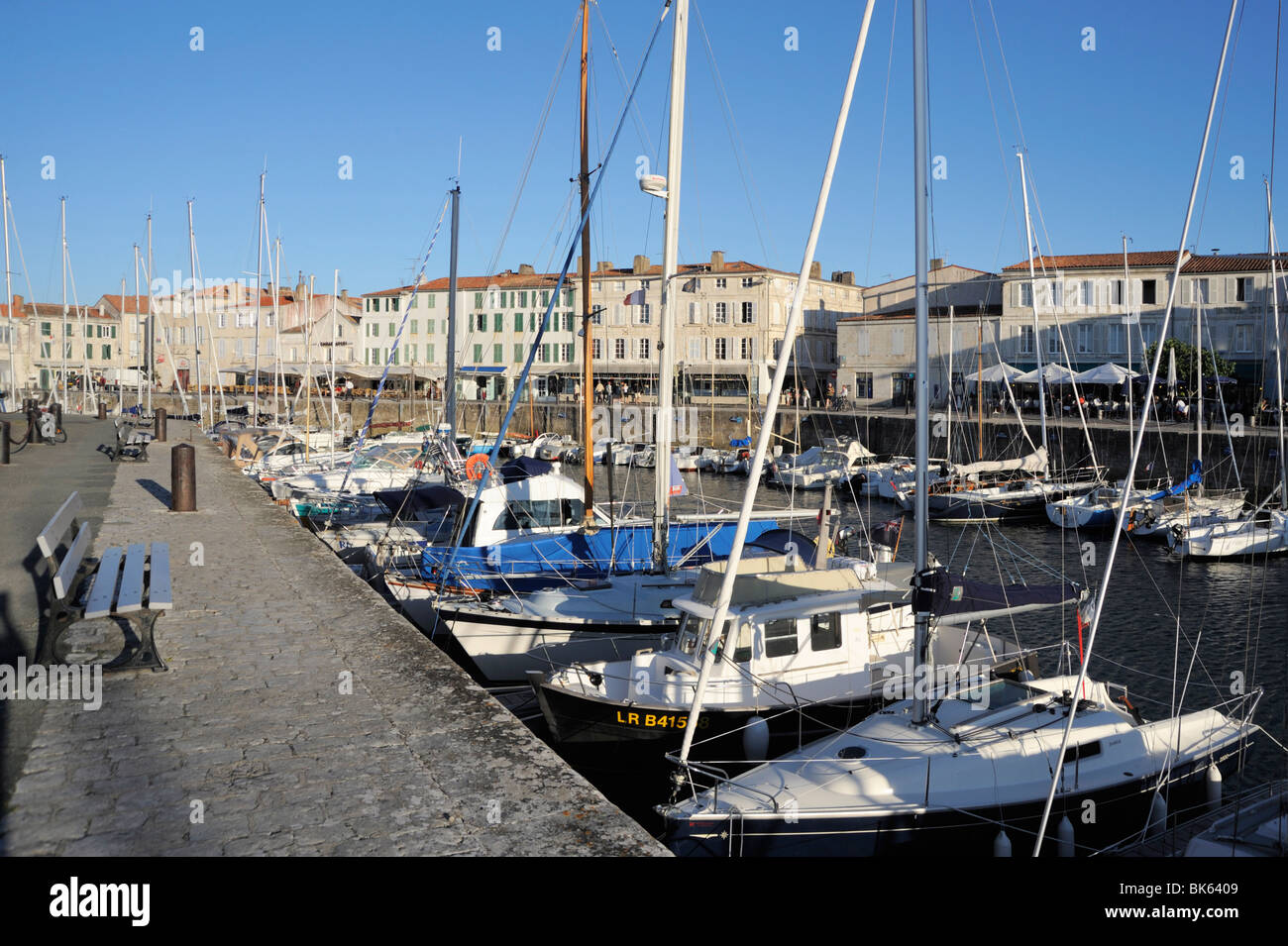 Harbour and quayside, St. Martin-de-Re, Ile de Re, Charente-Maritime, France, Europe Stock Photo