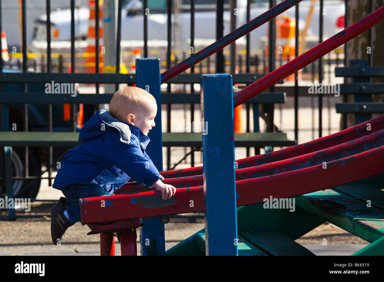 Slide in Battery Park, Manhattan, New York City Stock Photo