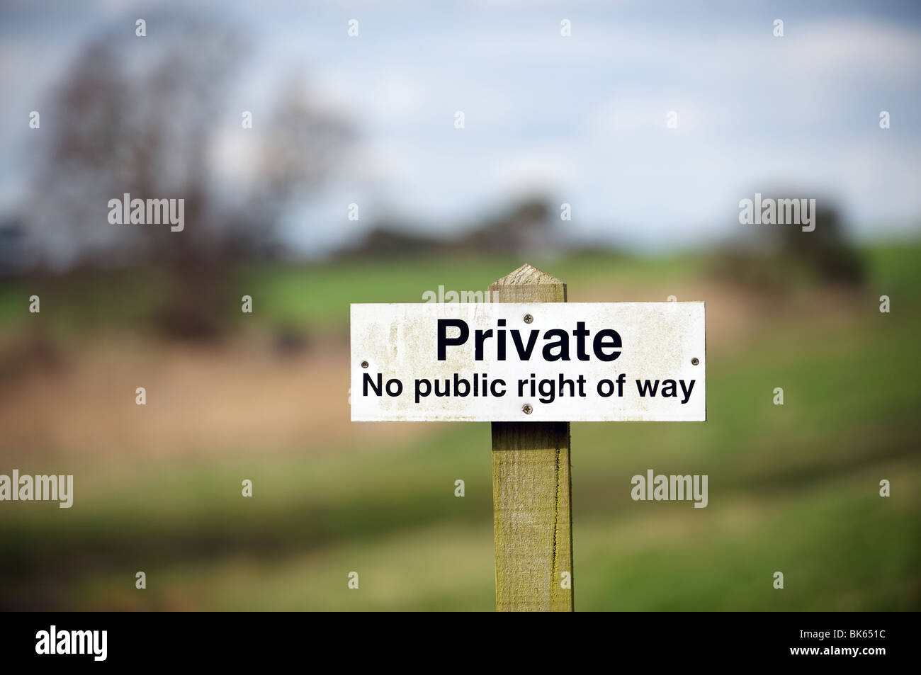 Private no public right of way sign Stock Photo
