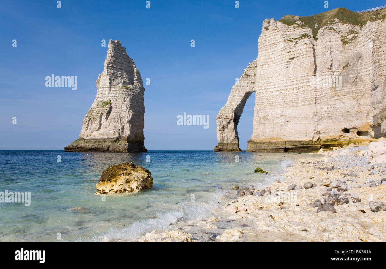 The famous cliffs at Etretat from the rocky beach Stock Photo - Alamy