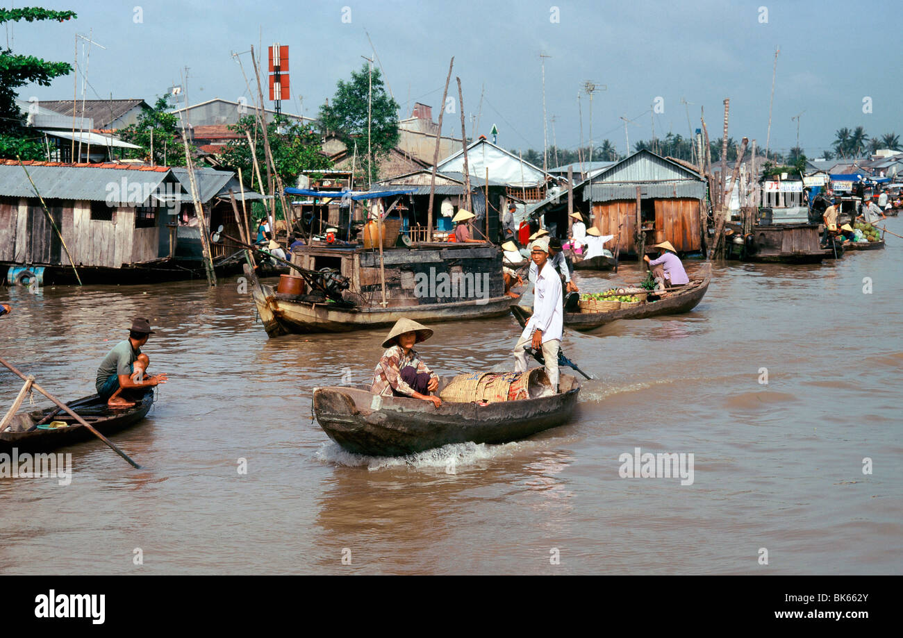 Floating Market at Mekong Delta, Vietnam, Indochina, Southeast Asia, Asia Stock Photo