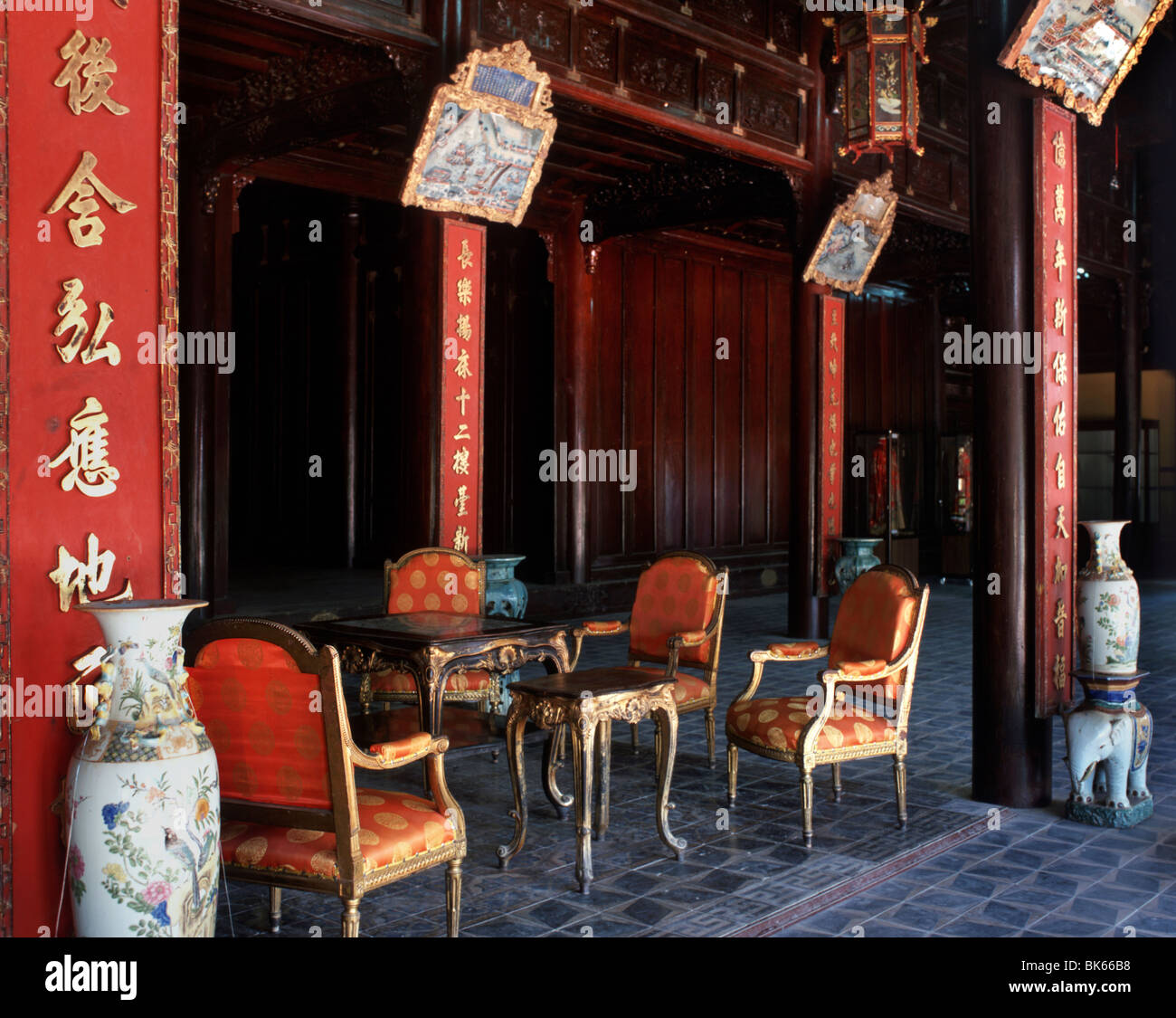 The drawing room of the Queen Mother's Residence, Citadel at Hue, Vietnam, Indochina, Southeast Asia, Asia Stock Photo