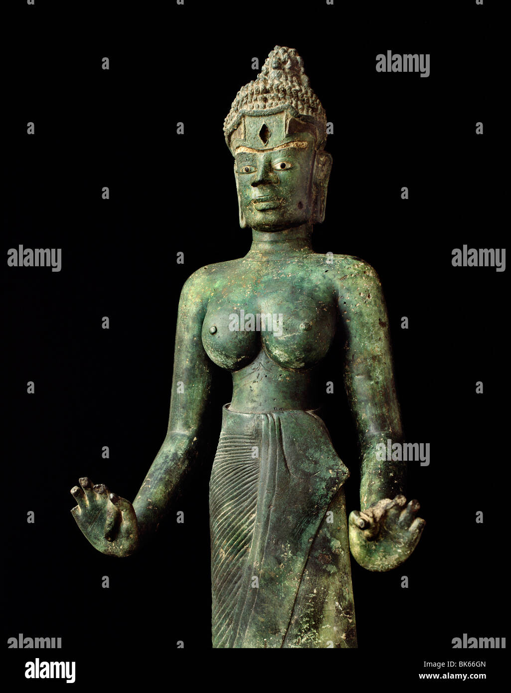 Bronze Tara in Dong Duong style, discovered in 1978, Cham art, Da Nang Museum, Vietnam, Indochina, Southeast Asia, Asia Stock Photo