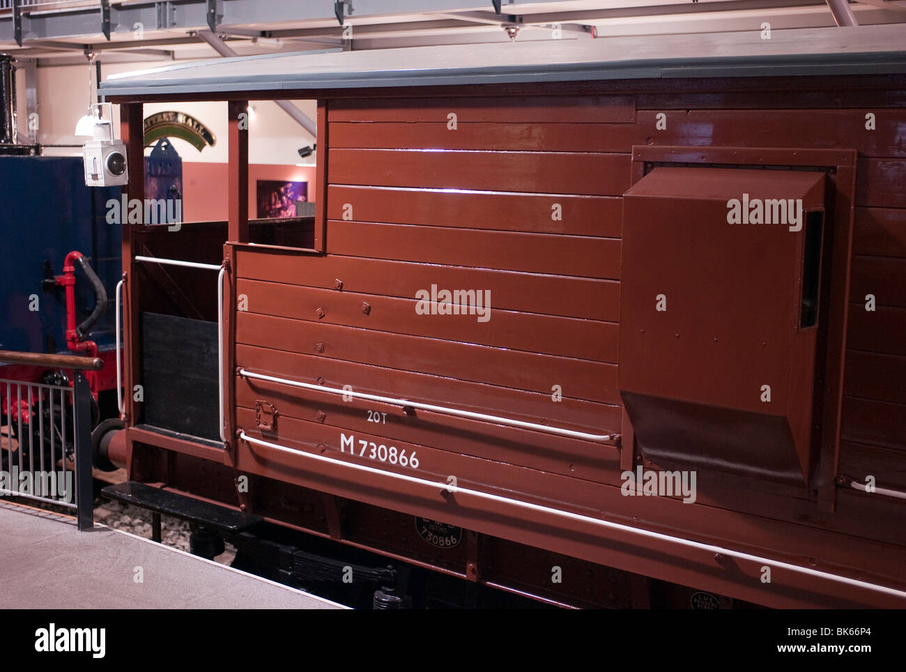 Old LMS goods train guards van in railway museum at Highley Worcestershire England UK EU Stock Photo