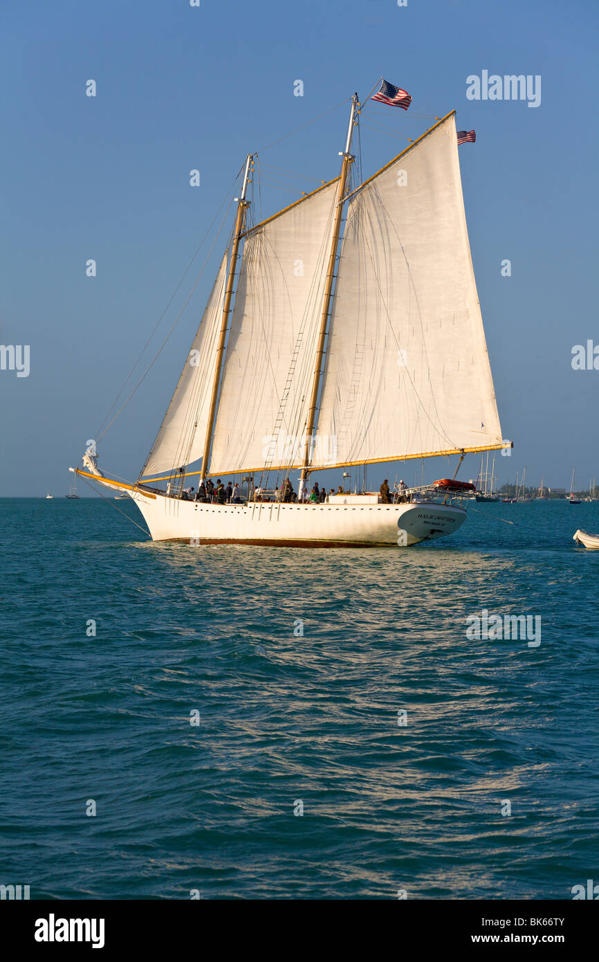 "Gaff rigged" schooner sailing boat, "Key West", Florida, USA Stock